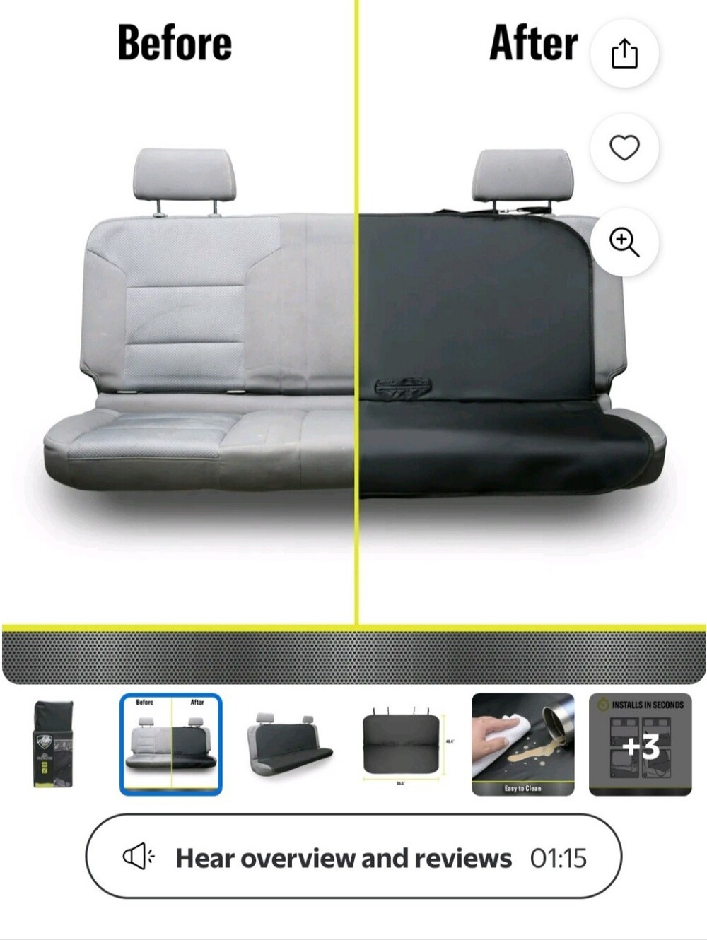 Auto Drive Rear Seat Protector - Black - Picture 3 of 4